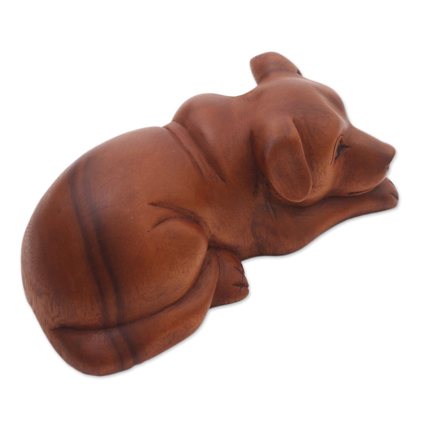 Good Boy Hand-Carved Suar Wood Dog Sculpture from Bali