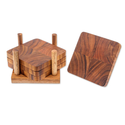 Deep Nature Handmade Teak Wood Coasters from Thailand (Set of 4)