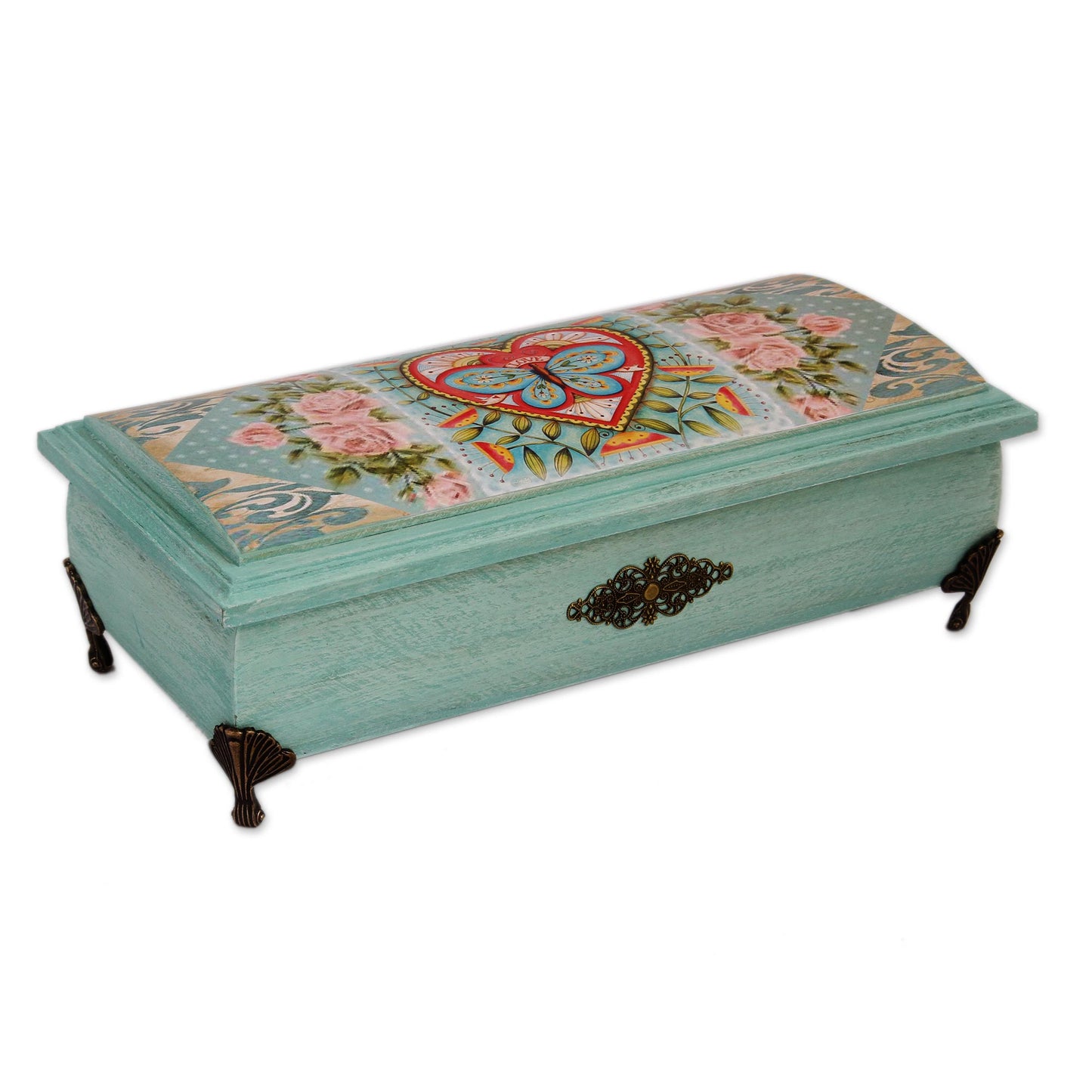 Butterfly Heart Butterfly Heart Decoupage Wood Decorative Box from Mexico
