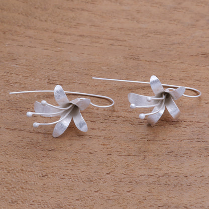 Bloom Time Handcrafted Floral Sterling Silver Drop Earrings from Bali