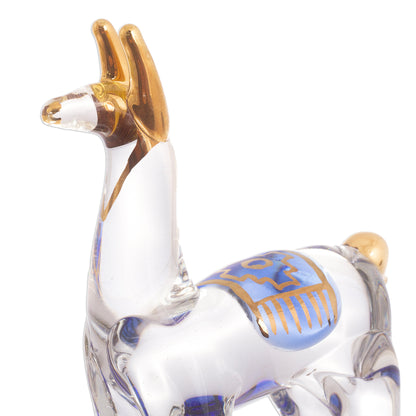 Llamas of the Andes Clear Glass Gilded Llama Figurines from Peru (Set of 4)