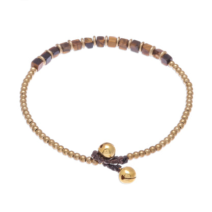 Cube Beauty Beaded Anklet with Cube Tiger's Eye from Thailand