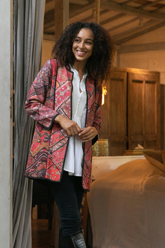 Blissful Variety Printed Cotton Jacket with Various Motifs from India