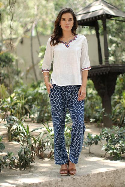 Steps Zigzag Block-Printed Cotton Pants from India
