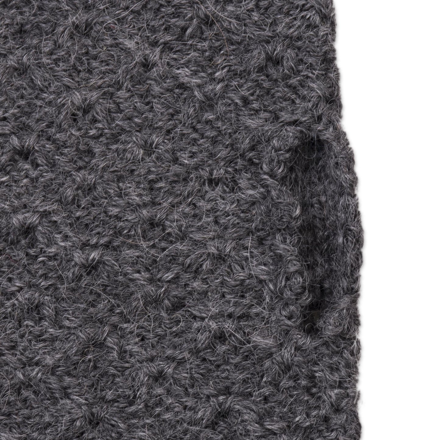 Passionate Pattern in Graphite Patterned 100% Baby Alpaca Fingerless Mitts in Graphite