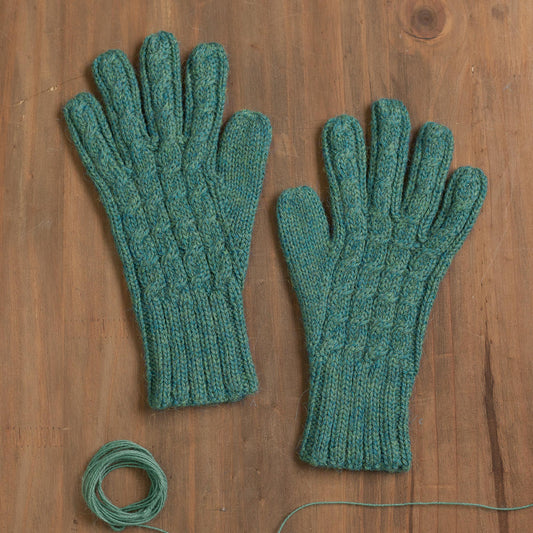 Winter Delight in Jade 100% Alpaca Gloves in Jade from Peru