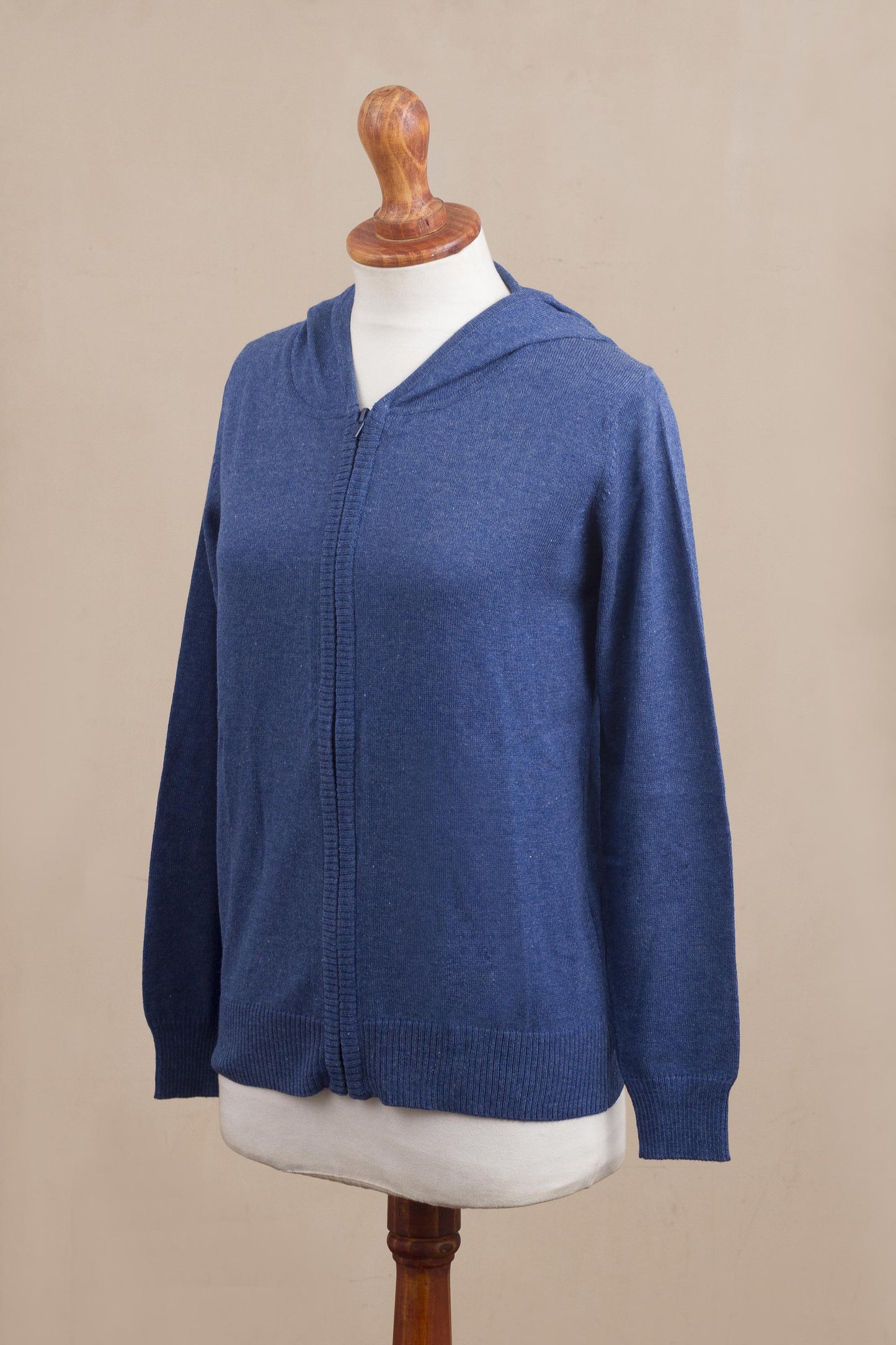 Simple Delight in Royal Blue Cotton Blend Hoodie in Royal Blue from Peru