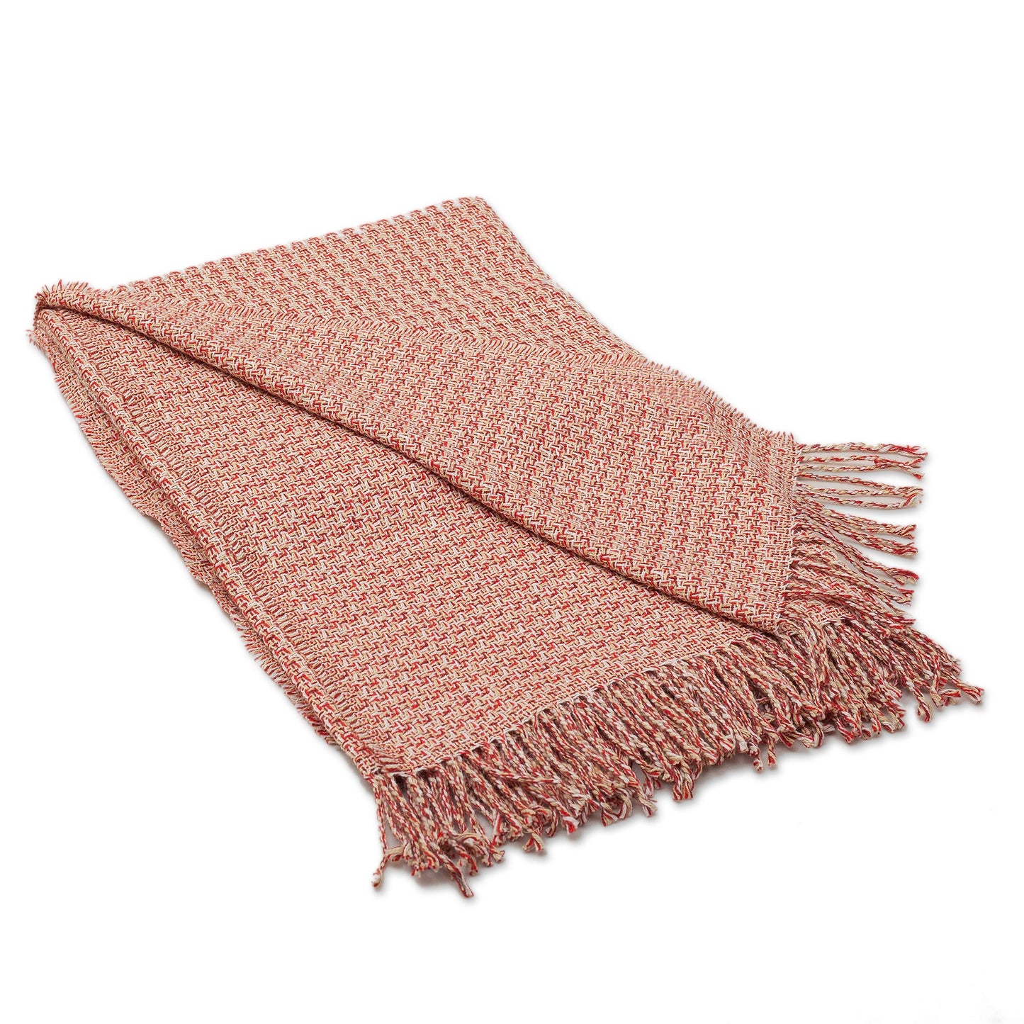 Cozy Combination in Flame Warm Alpaca Blend Throw Crafted in Peru