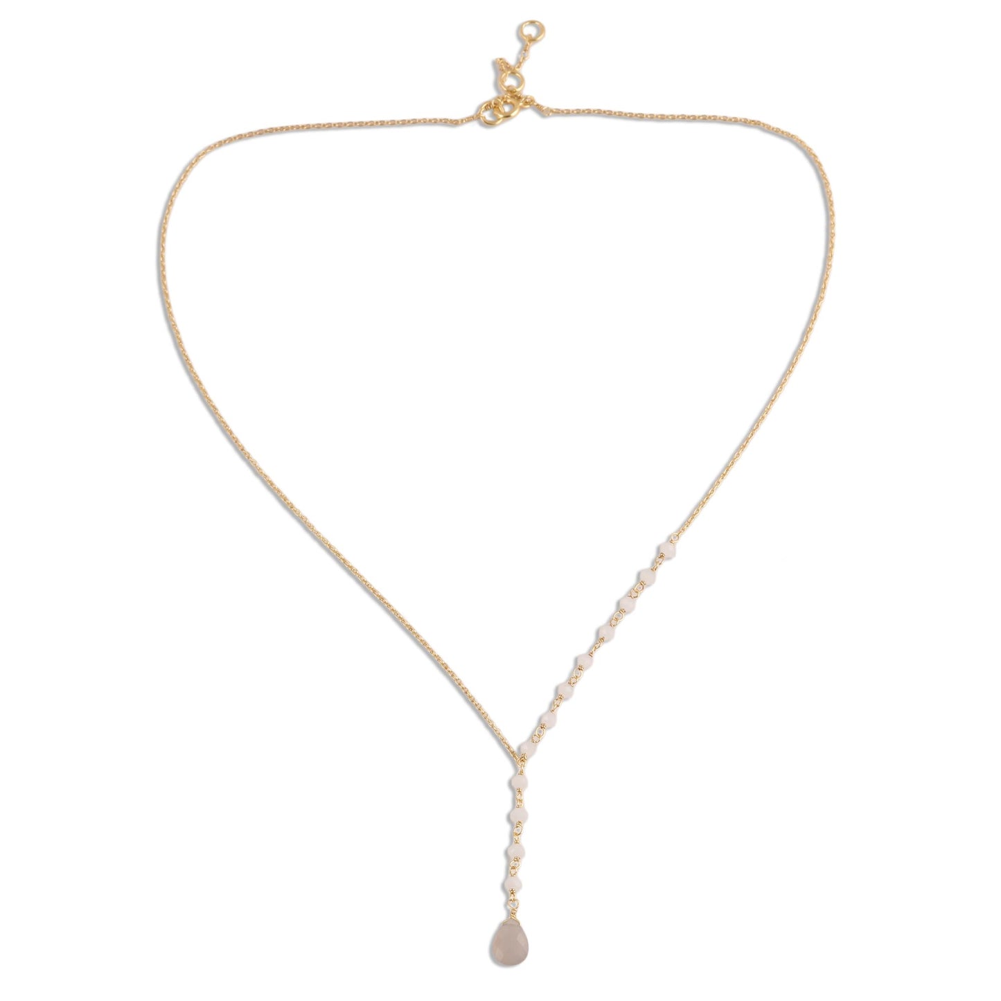 Gemstone Grace Gold Plated Chalcedony Y-Necklace from India