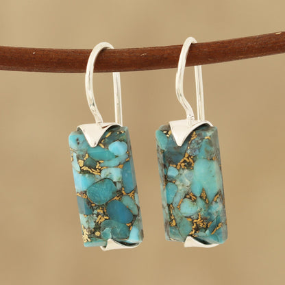 Beautiful Blue Composite Turquoise Drop Earrings from India