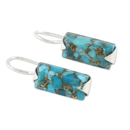 Beautiful Blue Composite Turquoise Drop Earrings from India