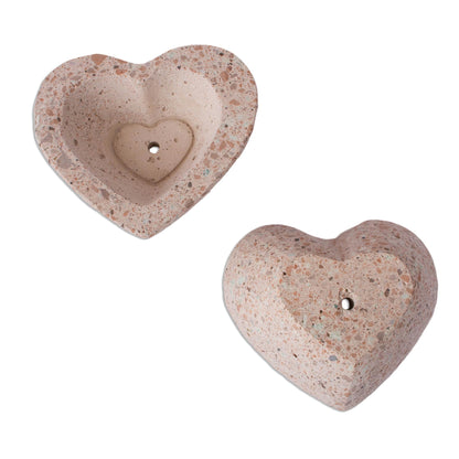 Heartfelt Planters Heart-Shaped Reclaimed Stone Flower Pots (Pair)
