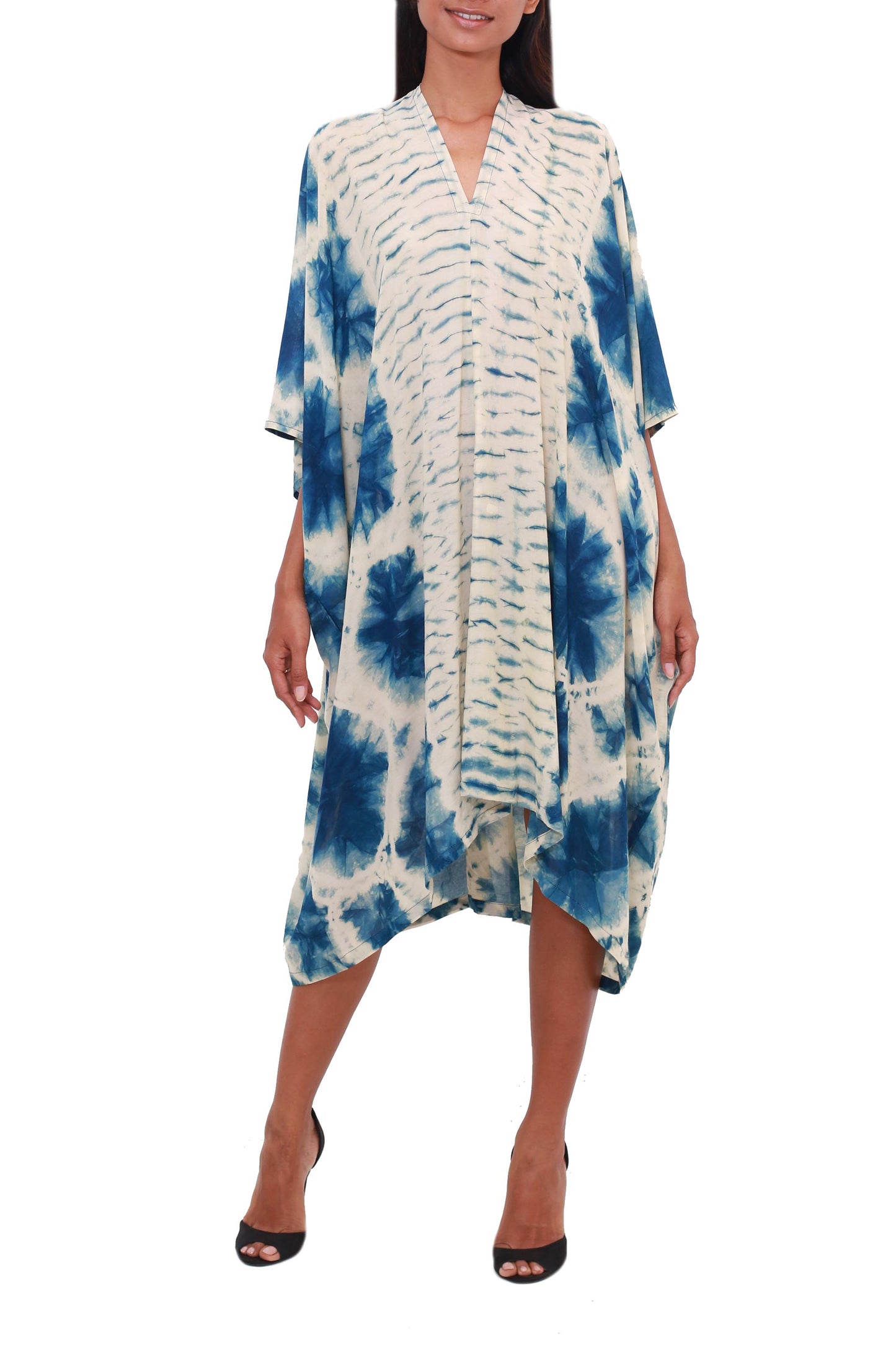 Angin Segara Oceanic Tie-Dyed Rayon Caftan Crafted in Java