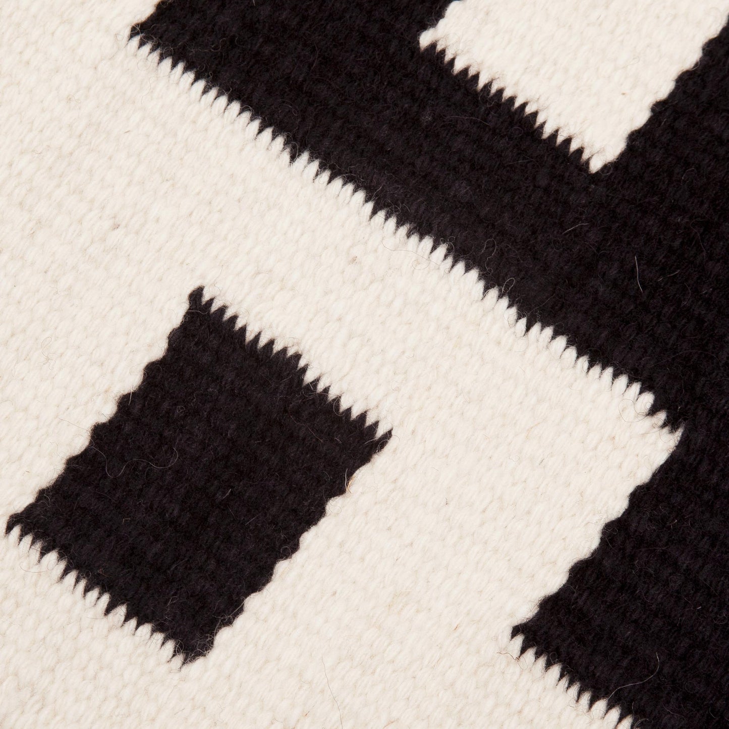 Abstract Forms Abstract Black and Alabaster Wool Table Runner from Peru