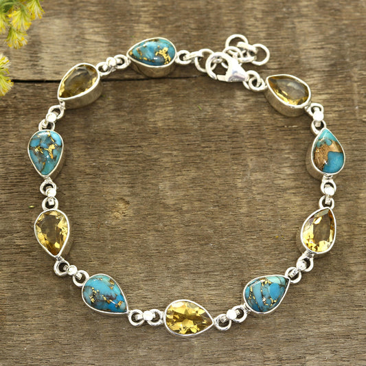 Tears of India Citrine Link Bracelet from India