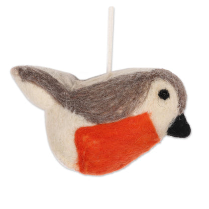 Holiday Song Wool Felt Bird Ornaments from India (Set of 5)