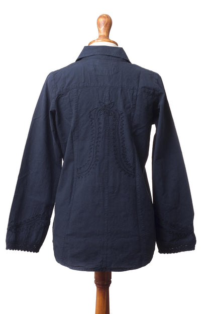 Lily of Incas in Navy Lily of the Incas Button-front Navy Blue Blouse