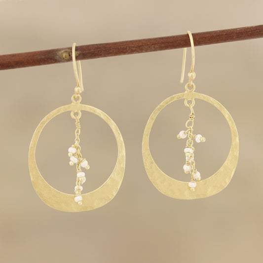 Moon Rain Gold Plated Cultured Pearl Dangle Earrings from India