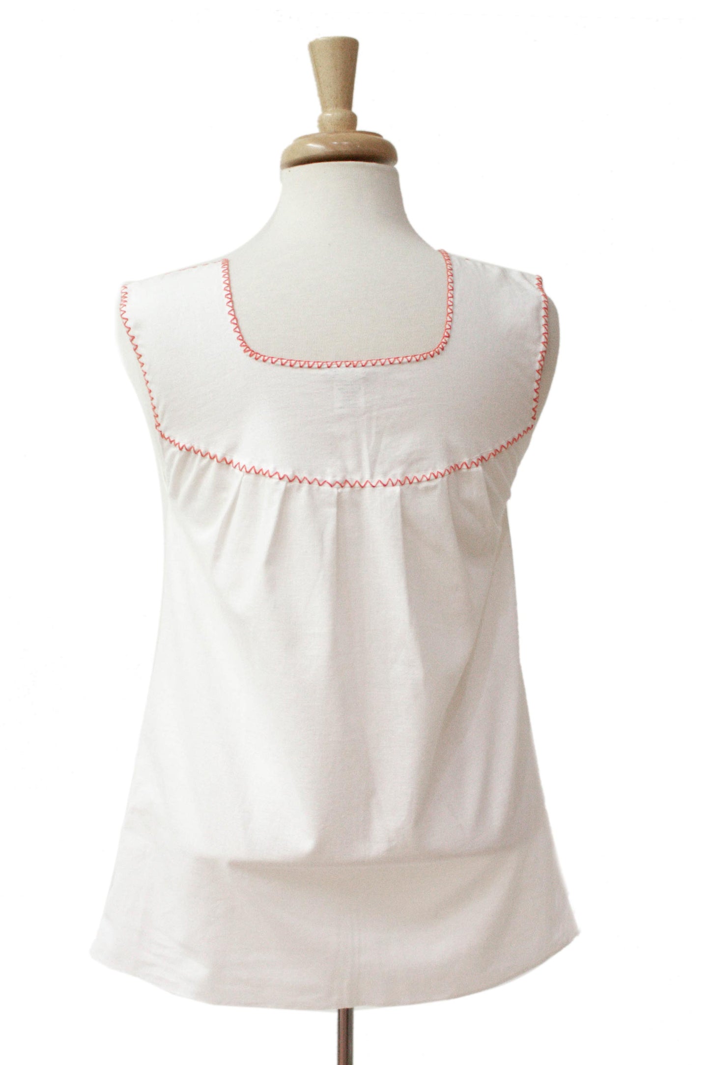 Flame Delight White and Flame Embroidered Cotton Blouse from Mexico