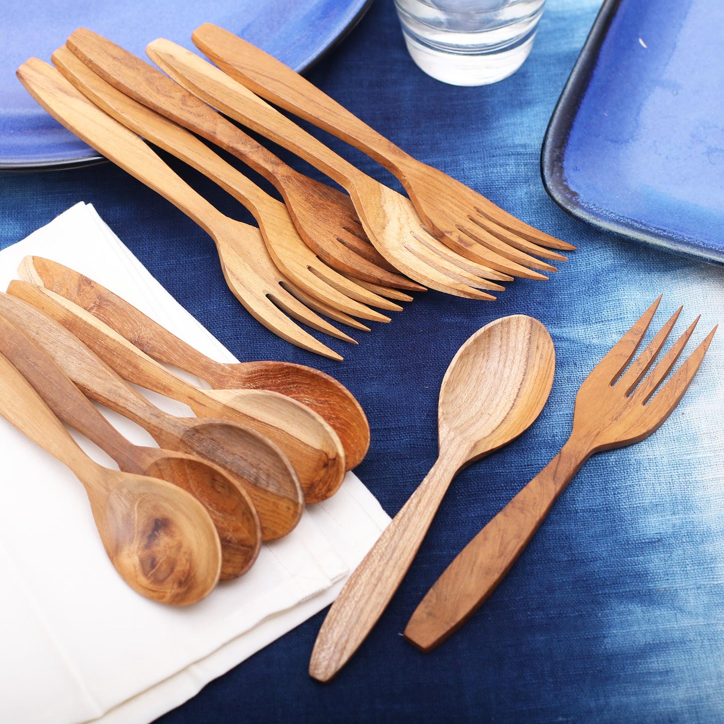 Delicious Meal Teak Wood Fork and Spoon Set from Bali (12 Piece)