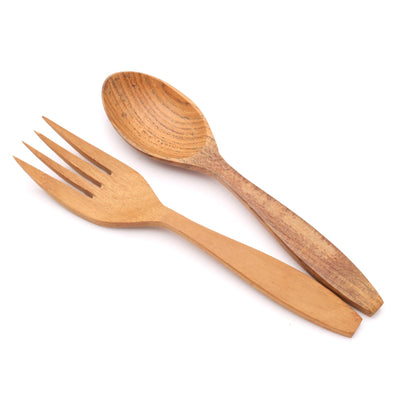 Delicious Meal Teak Wood Fork and Spoon Set from Bali (12 Piece)