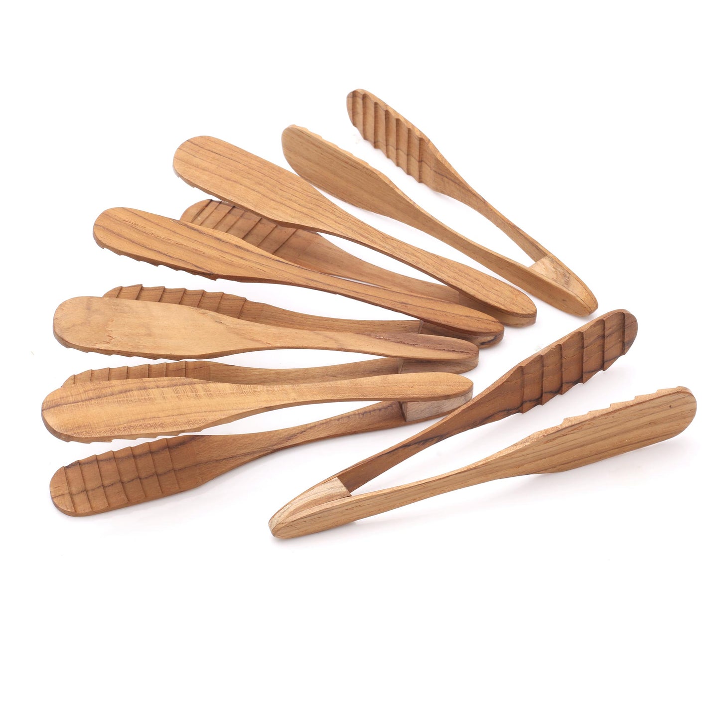 Easy Service Handcrafted Teak Wood Tongs from Bali (Set of 6)