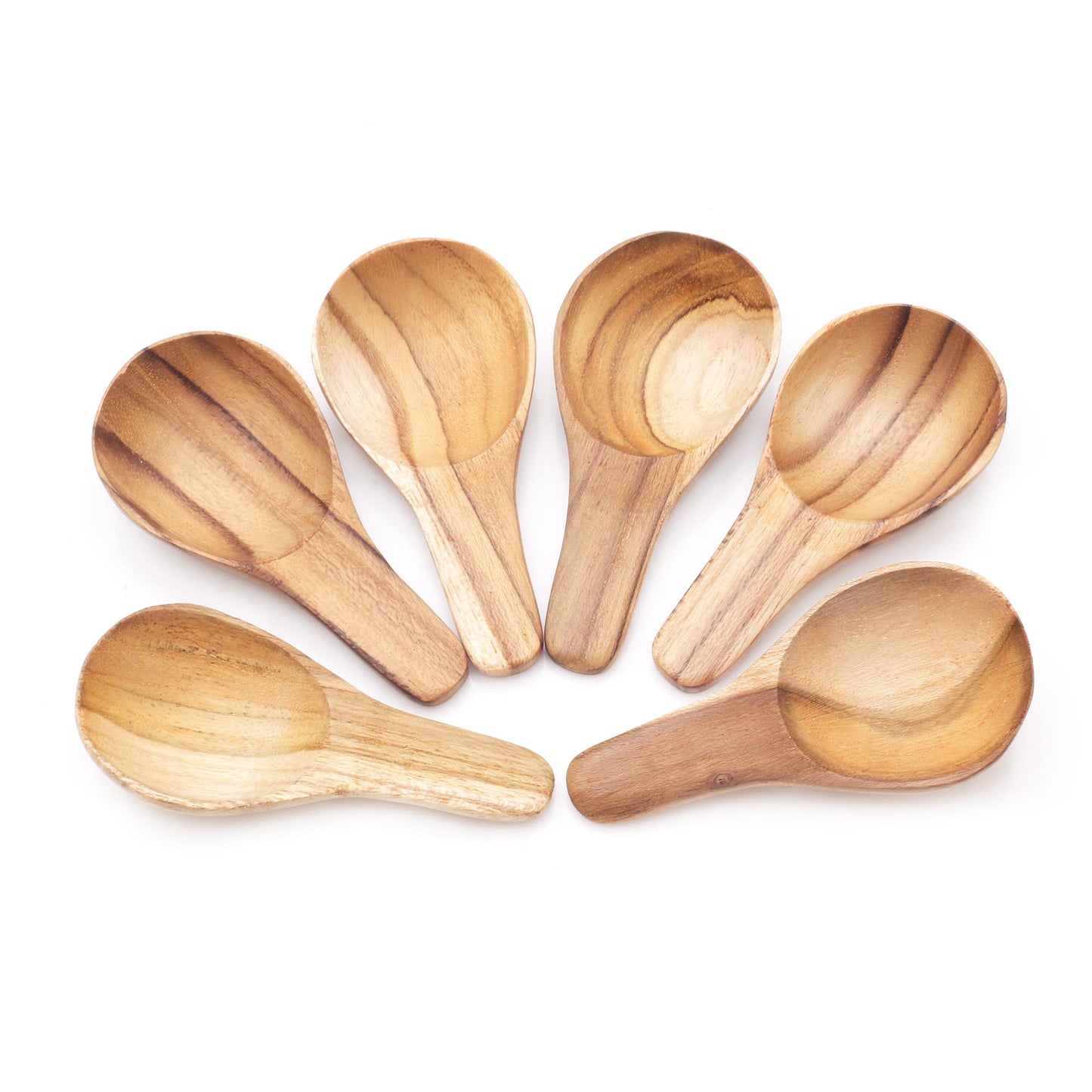 Healthy Meal Round Teak Wood Scoops from Bali (Set of 6)
