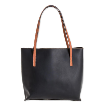 Sublime Style in Black Bonded Leather Shoulder Bag in Black from El Salvador