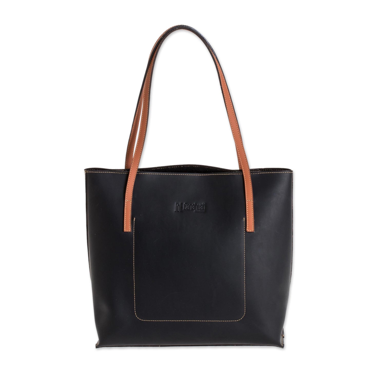 Sublime Style in Black Bonded Leather Shoulder Bag in Black from El Salvador