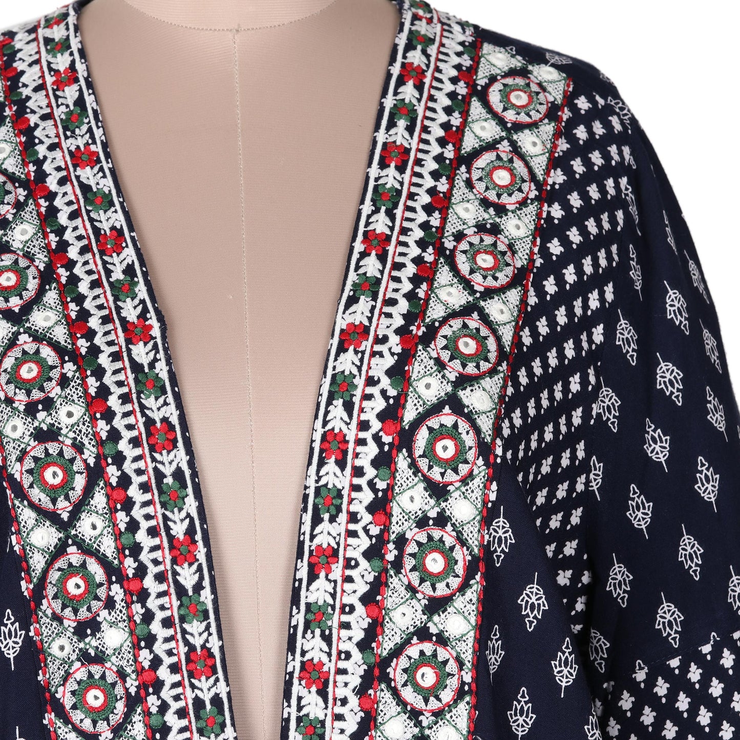 Boho Beauty Embroidered Open Jacket in Midnight Blue
