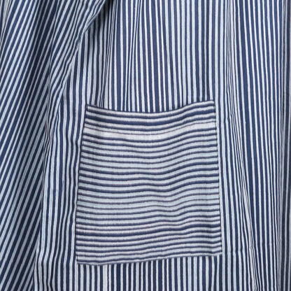 Stripes and Flowers Dark and Light Blue Striped Cotton Caftan Dress
