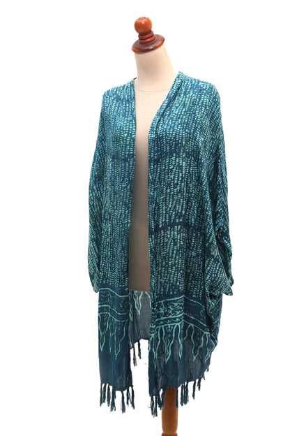 Sea Sponge Breezy Rayon Kimono with Batik Design