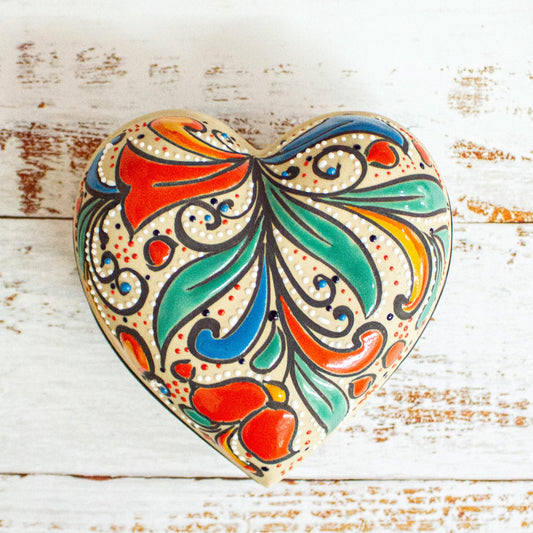 Flourishing Heart Handmade Heart Shaped Ceramic Jewelry Box