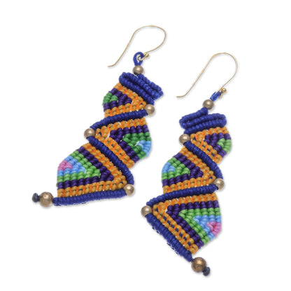 Zigzag Dream Colorful Zigzag Pattern Hand-Knotted Dangle Earrings