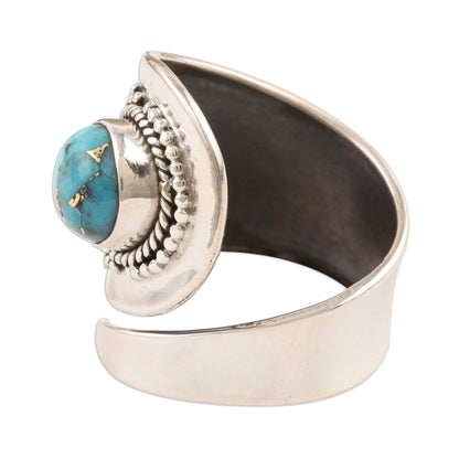 Mermaid Scales Composite Turquoise and Sterling Silver Wrap Ring