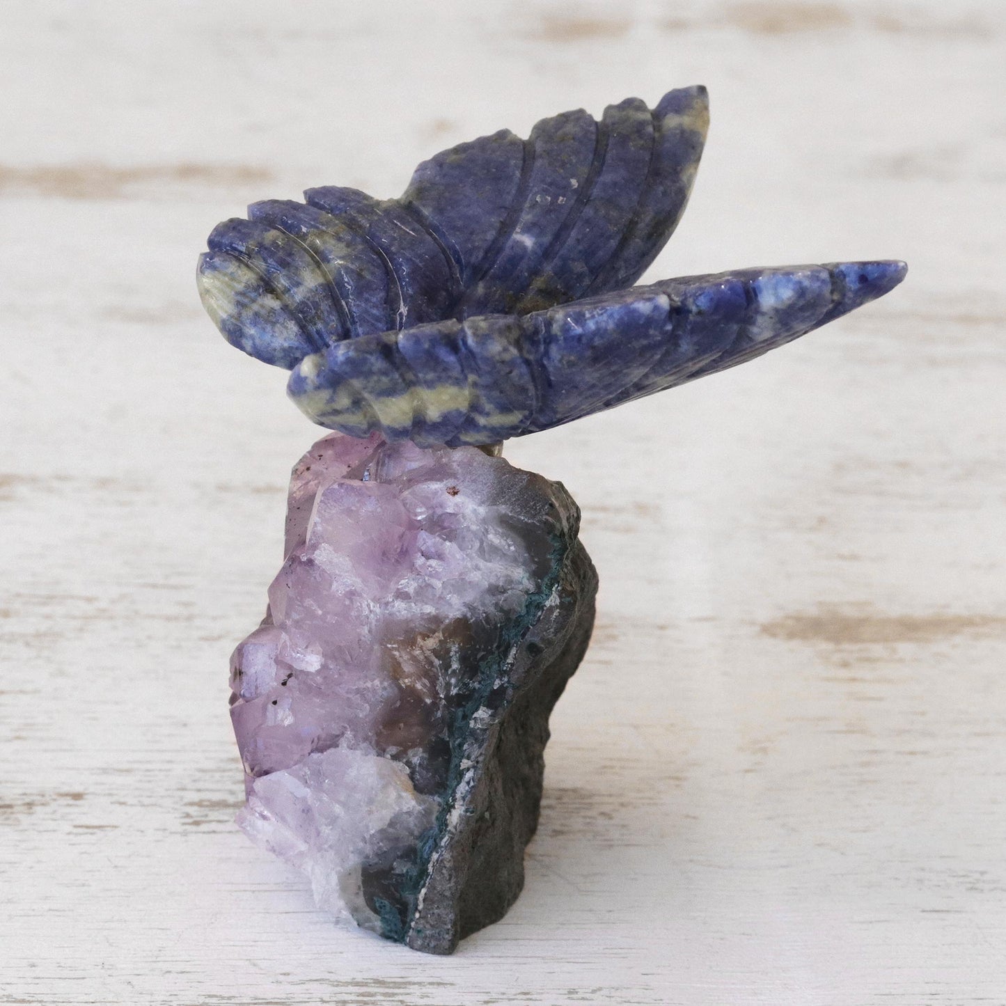 Blue Morpho Butterfly Petite Sodalite and Amethyst Morpho Butterfly Sculpture