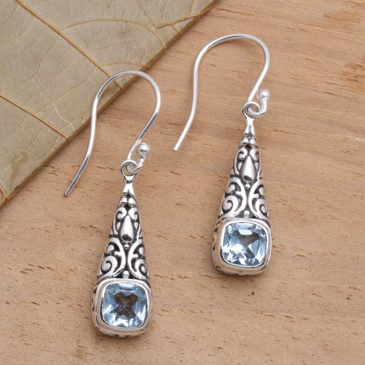 Expression of Joy Balinese Fair Trade Silver and Blue Topaz Earrings