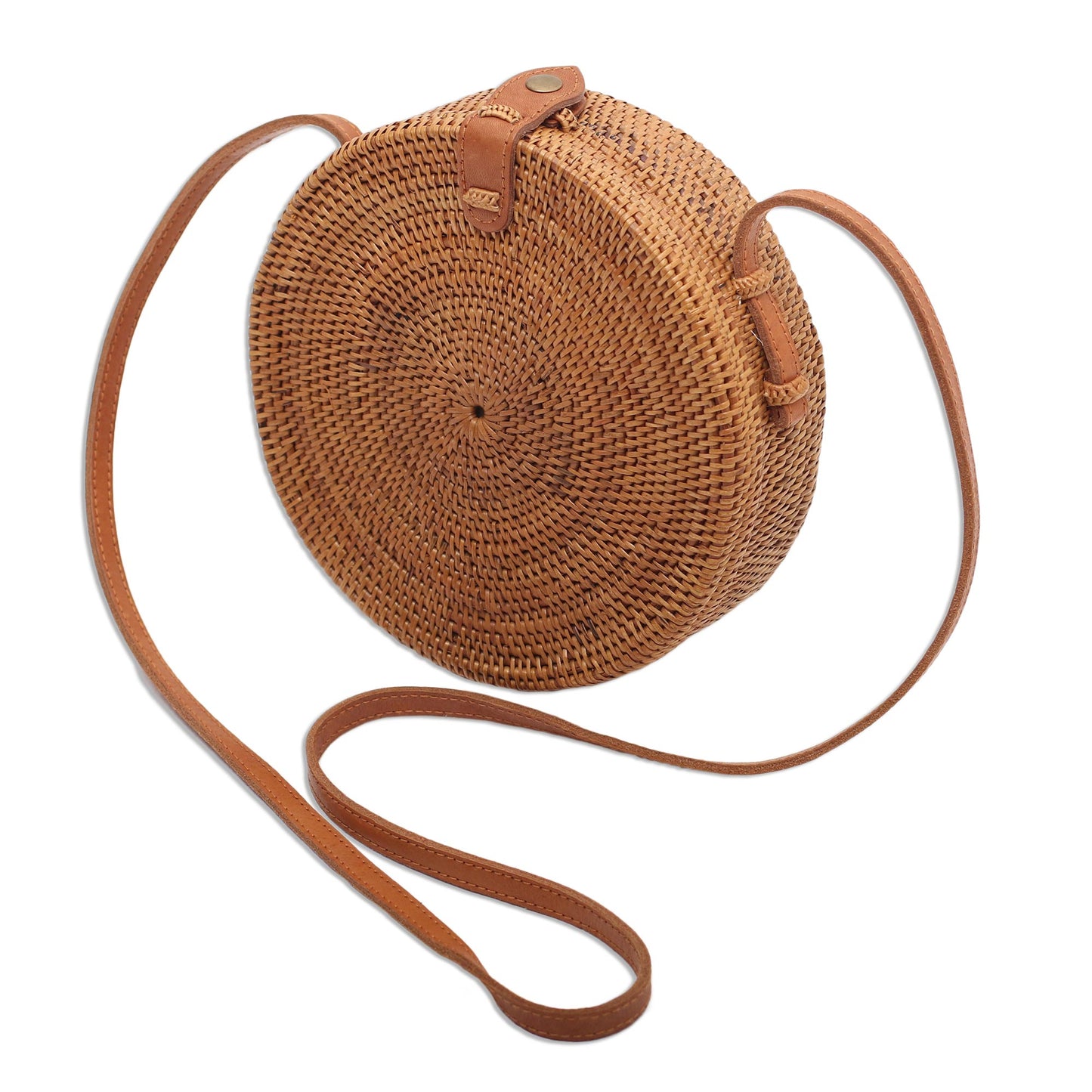 Happy Tradition Round Woven Bamboo and Ate Grass Shoulder Bag
