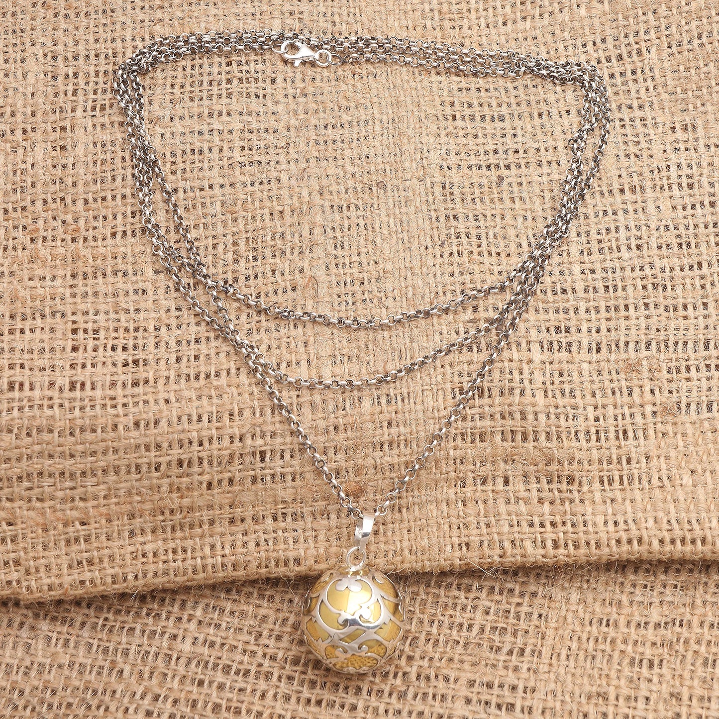 Becoming Bali Harmony Ball Necklace Handcrafted of Sterling Silver