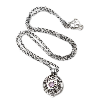Gianyar Grace Amethyst and Sterling Silver Locket Pendant Necklace