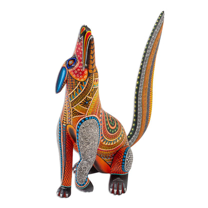 Howling Coyote Alebrije Sculpture Hand Painted 'Howling Coyote' NOVICA
