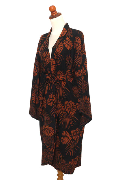 Tropical Leaves Handmade Batik Printed Rayon Robe