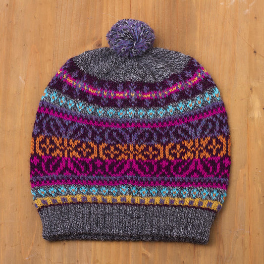 Inca Melange Multicolored 100% Alpaca Knit Hat