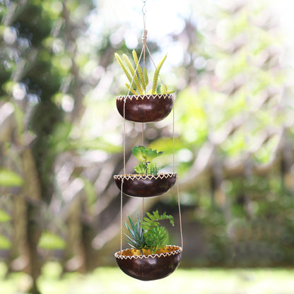 Vertical Garden Tiered Hanging Coconut Shell Plant Pot