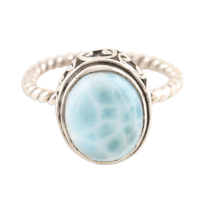 Endless Summer Sky Oval Larimar Cabochon Sterling Silver Ring