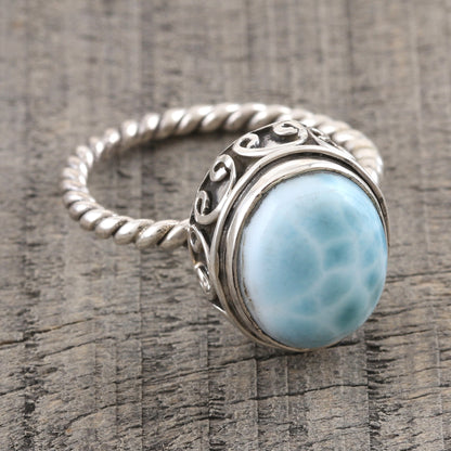 Endless Summer Sky Oval Larimar Cabochon Sterling Silver Ring