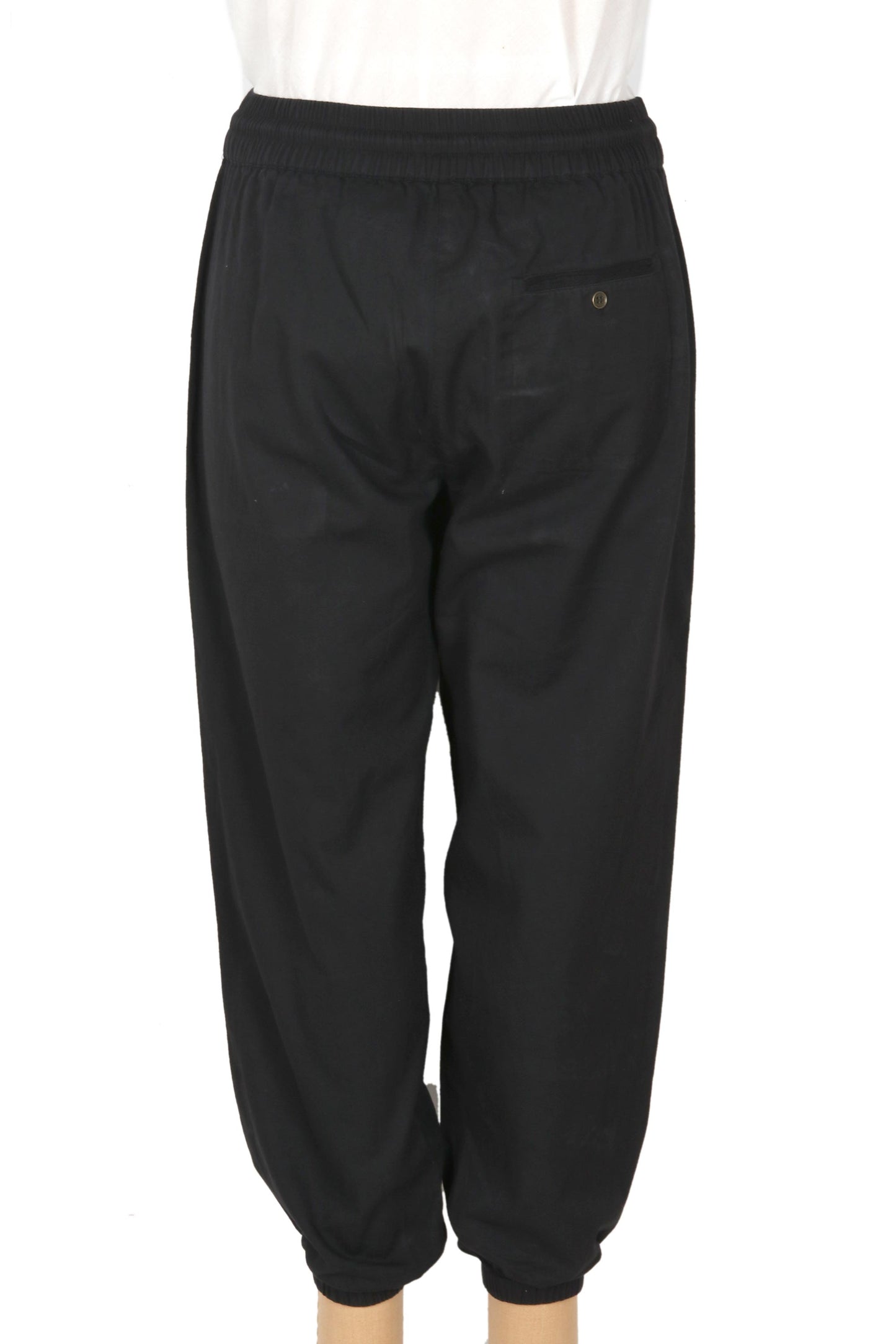 Casual Midnight Black Enzyme Wash Cotton Twill Joggers with Drawstring Waist