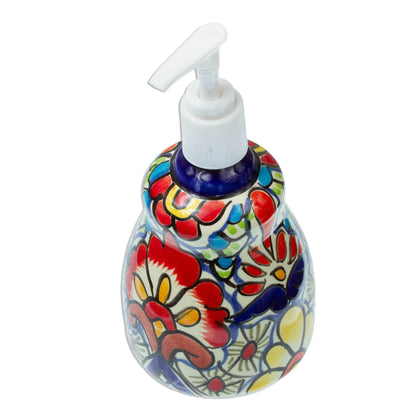 Talavera Flowers Handmade Talavera-Style Soap Dispenser