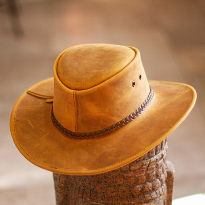 Cattleman Ranger Golden Tan Men's Leather Hat