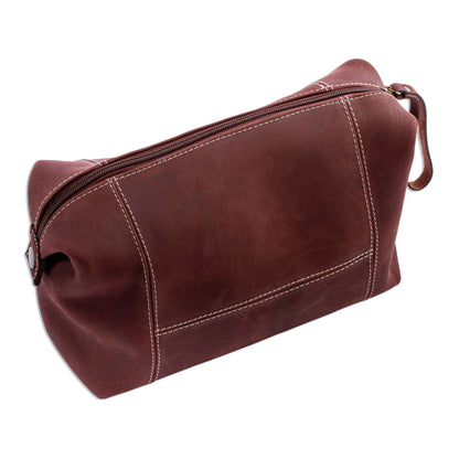 Brooklyn Bound in Brown Brown Leather Unisex Toiletry Travel Bag